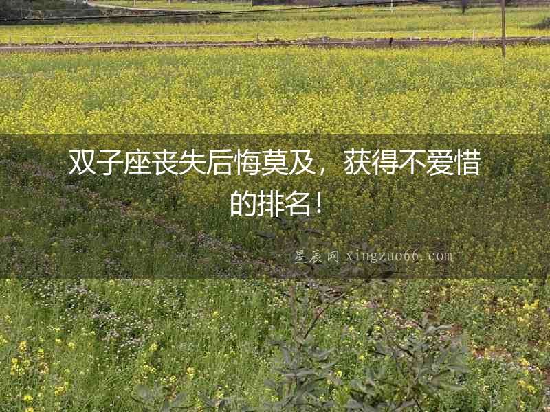 雙子座喪失后悔莫及，獲得不愛惜的排名！