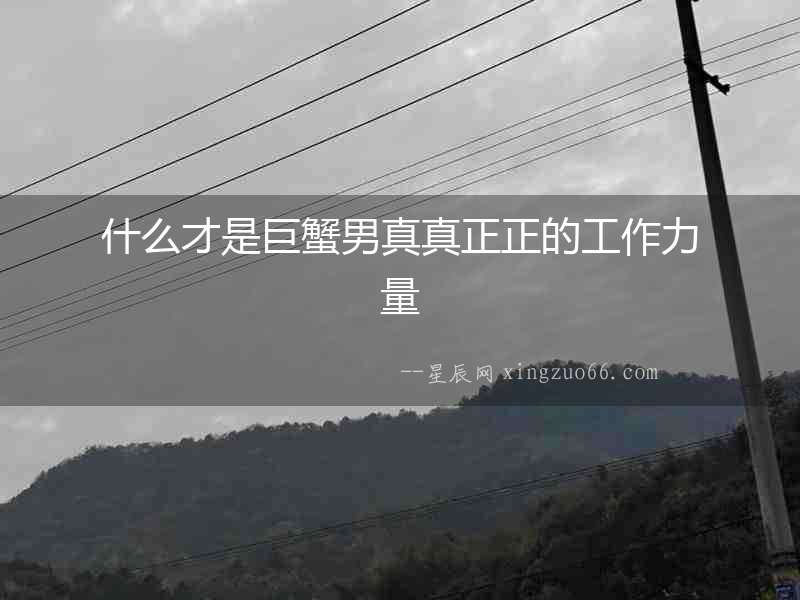 什么才是巨蟹男真真正正的工作力量