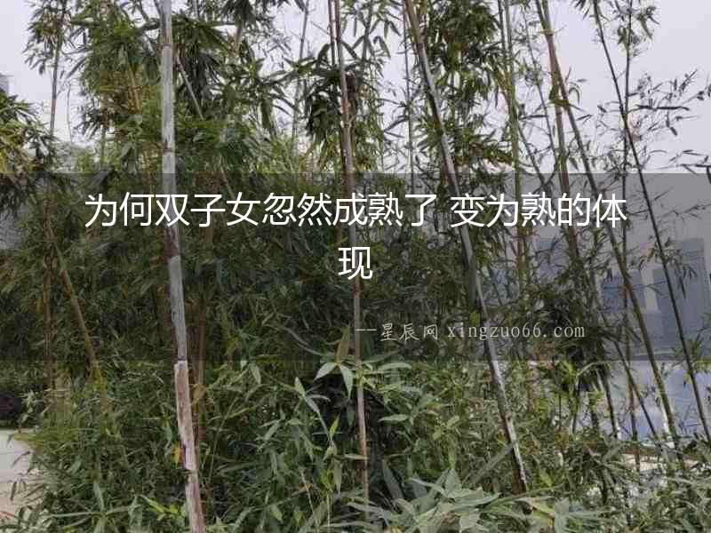 為何雙子女忽然成熟了 變為熟的體現