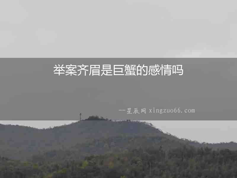 舉案齊眉是巨蟹的感情嗎