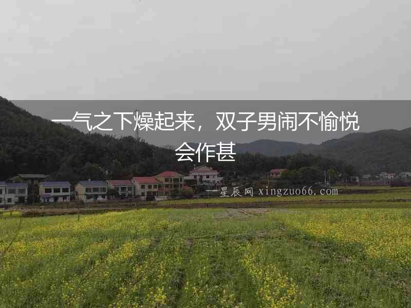 一氣之下燥起來，雙子男鬧不愉悅會作甚