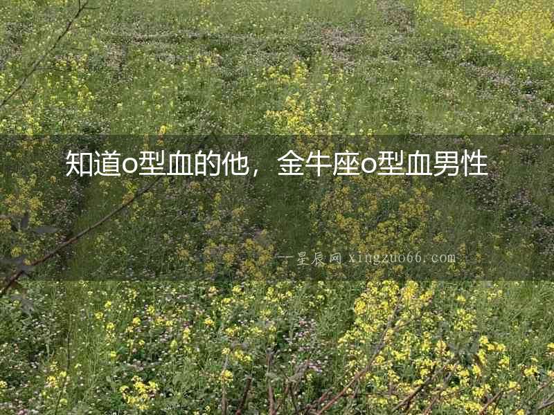 知道o型血的他，金牛座o型血男性