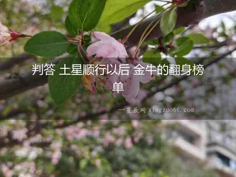 判答 土星順行以后 金牛的翻身榜單