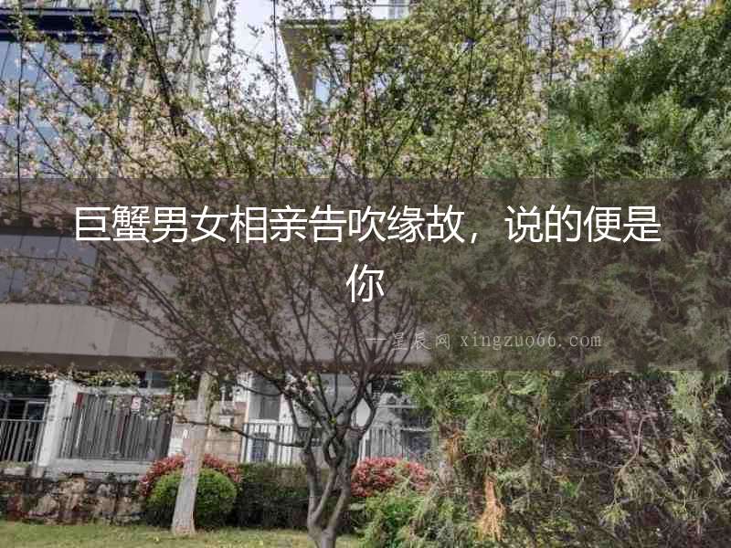 巨蟹男女相親告吹緣故，說的便是你
