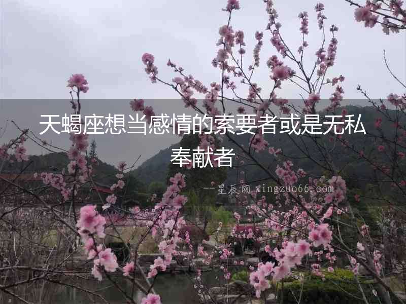 天蝎座想當感情的索要者或是無私奉獻者