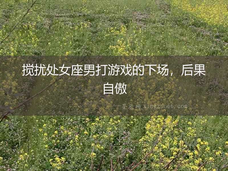 攪擾處女座男打游戲的下場(chǎng)，后果自傲