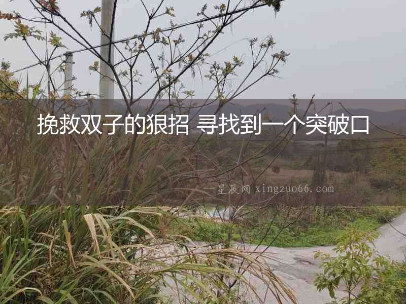 挽救雙子的狠招 尋找到一個突破口