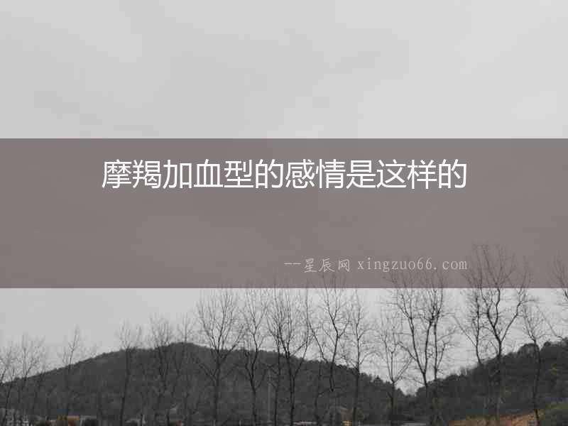摩羯加血型的感情是這樣的