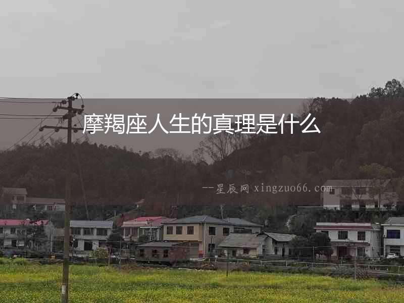 摩羯座人生的真理是什么
