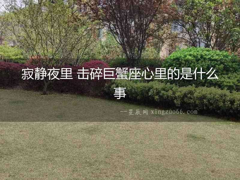寂靜夜里 擊碎巨蟹座心里的是什么事