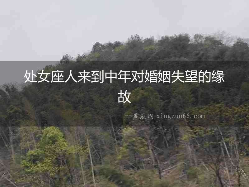 處女座人來到中年對婚姻失望的緣故