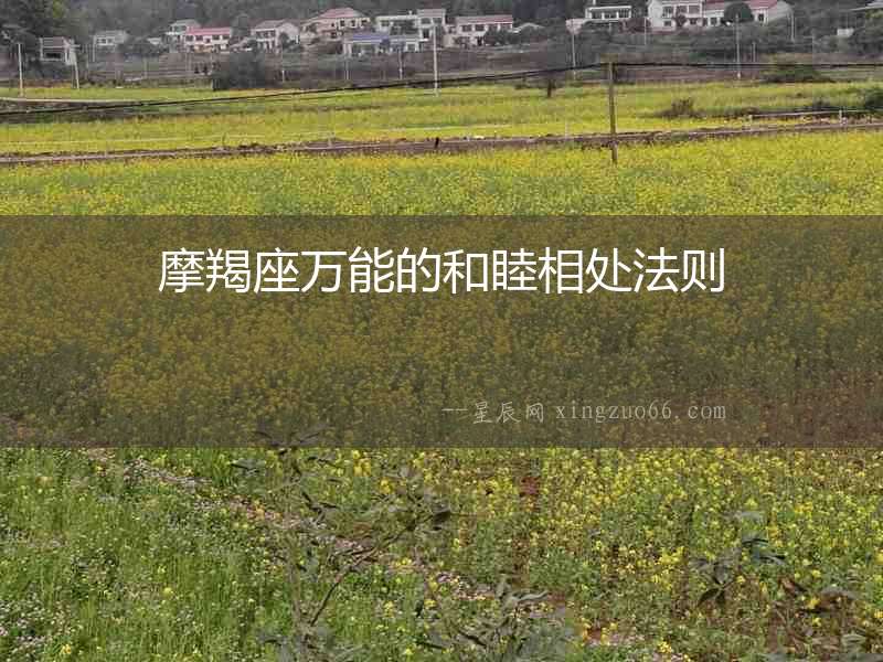 摩羯座萬能的和睦相處法則