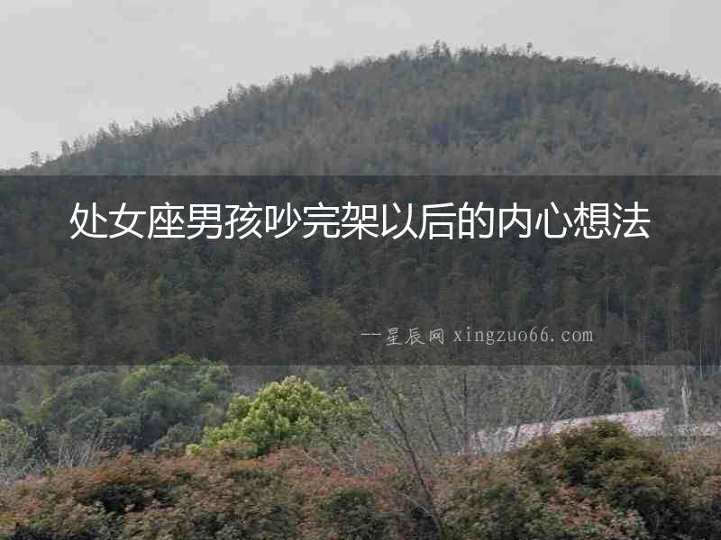 處女座男孩吵完架以后的內心想法