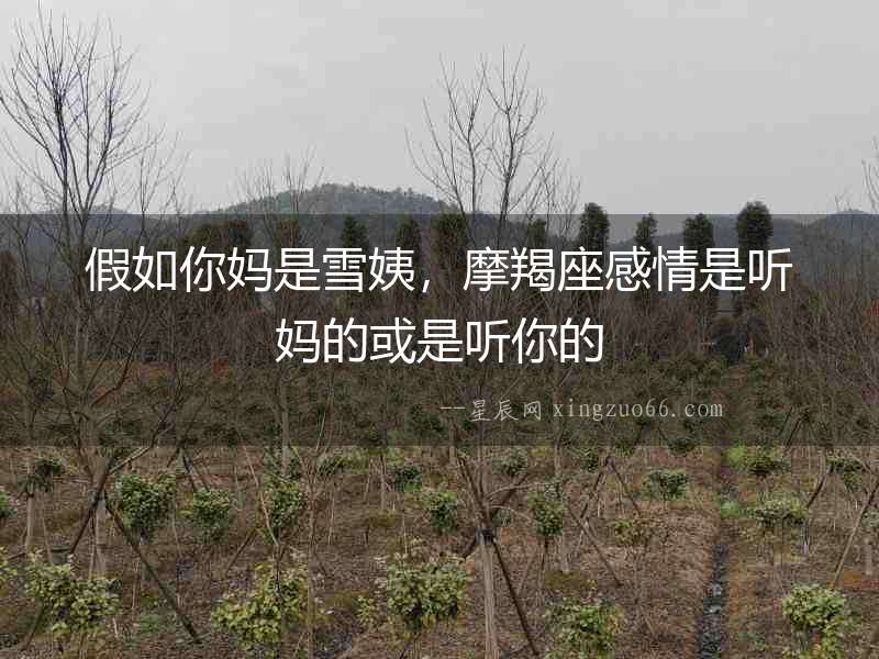 假如你媽是雪姨，摩羯座感情是聽媽的或是聽你的