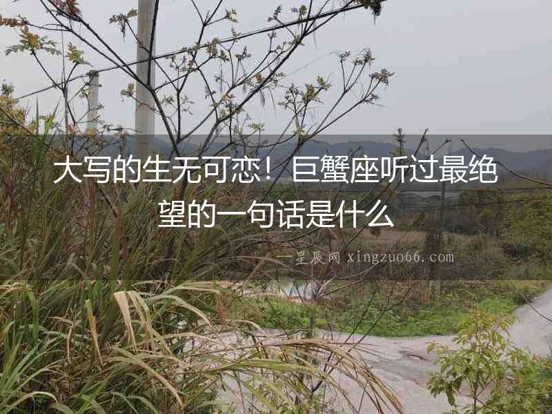 大寫的生無可戀！巨蟹座聽過最絕望的一句話是什么