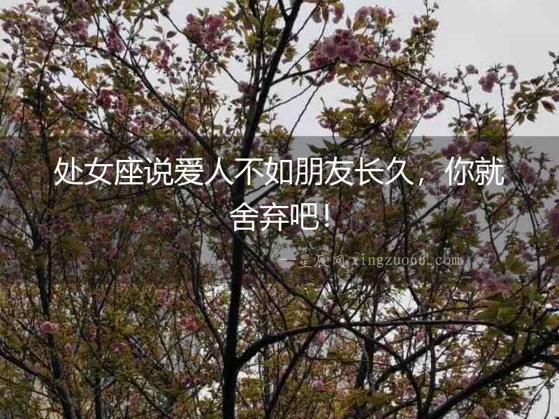 處女座說愛人不如朋友長久，你就舍棄吧！