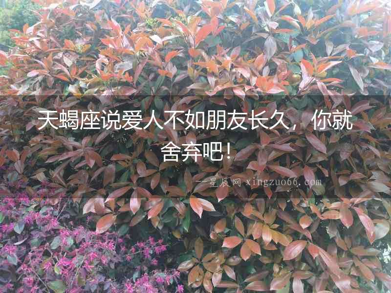 天蝎座說愛人不如朋友長久，你就舍棄吧！