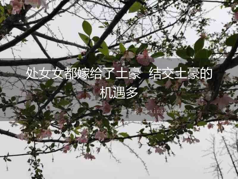處女女都嫁給了土豪  結(jié)交土豪的機遇多