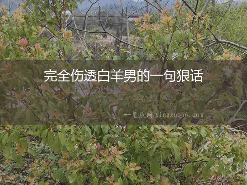 完全傷透白羊男的一句狠話