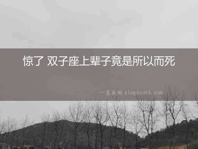 驚了 雙子座上輩子竟是所以而死
