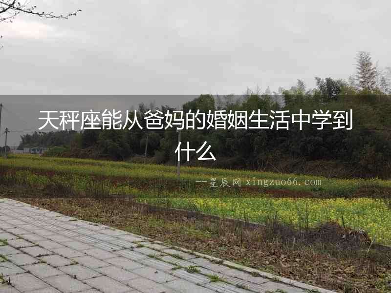 天秤座能從爸媽的婚姻生活中學到什么