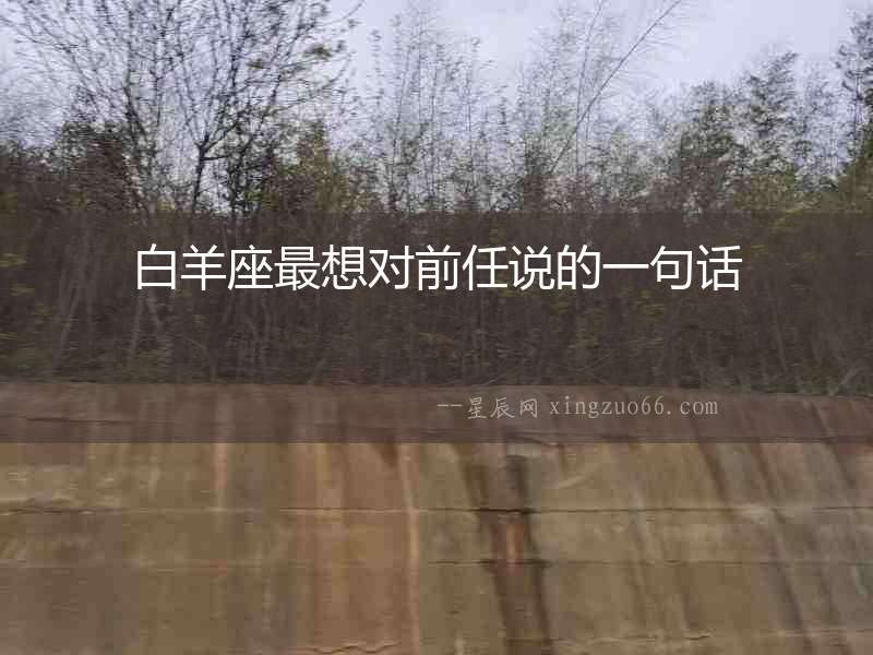 白羊座最想對(duì)前任說的一句話