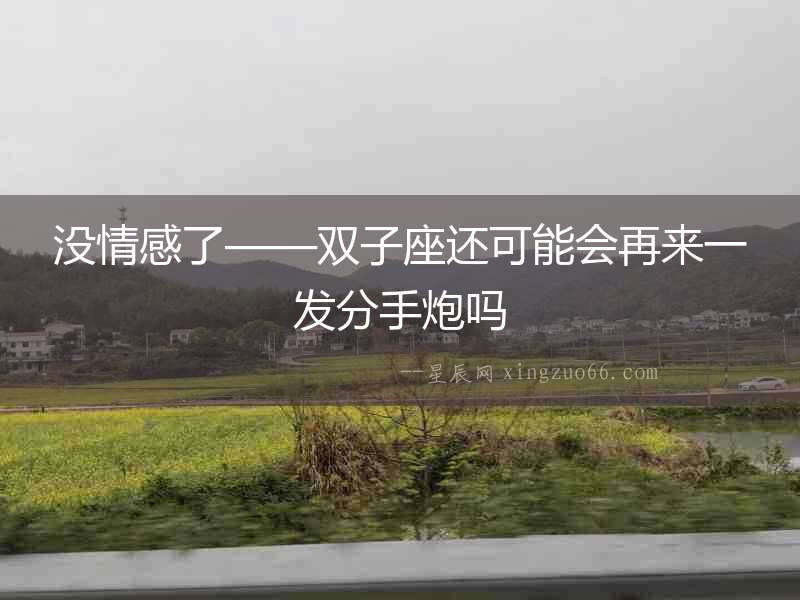 沒情感了——雙子座還可能會再來一發分手炮嗎