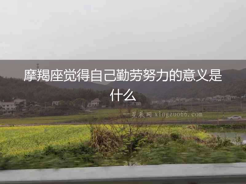 摩羯座覺得自己勤勞努力的意義是什么