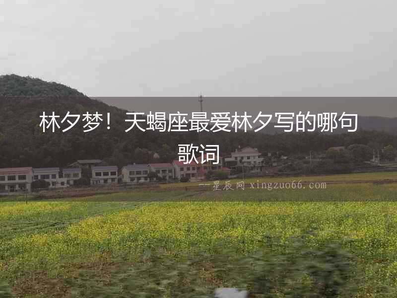 林夕夢！天蝎座最愛林夕寫的哪句歌詞