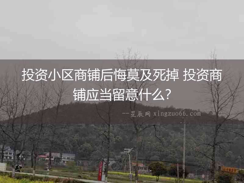投資小區(qū)商鋪后悔莫及死掉 投資商鋪應當留意什么？