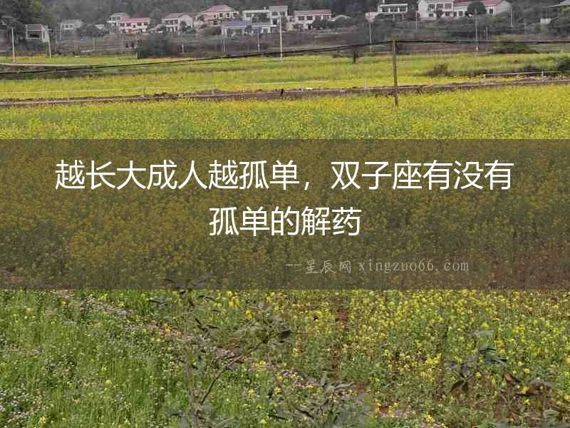 越長大成人越孤單，雙子座有沒有孤單的解藥