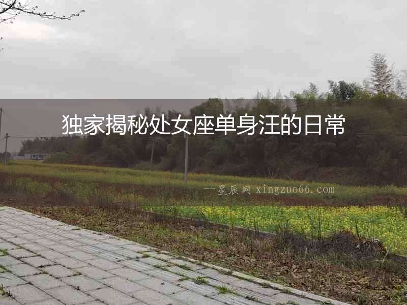 獨家揭秘處女座單身汪的日常