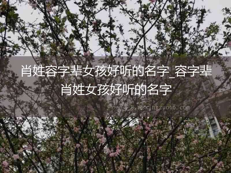 肖姓容字輩女孩好聽的名字_容字輩肖姓女孩好聽的名字