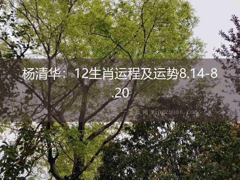 楊清華：12生肖運(yùn)程及運(yùn)勢(shì)8.14-8.20