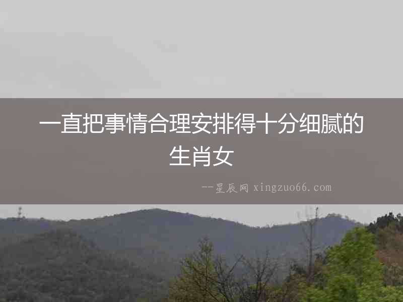 一直把事情合理安排得十分細膩的生肖女