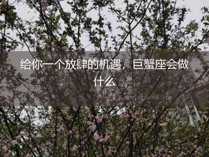 給你一個放肆的機遇，巨蟹座會做什么