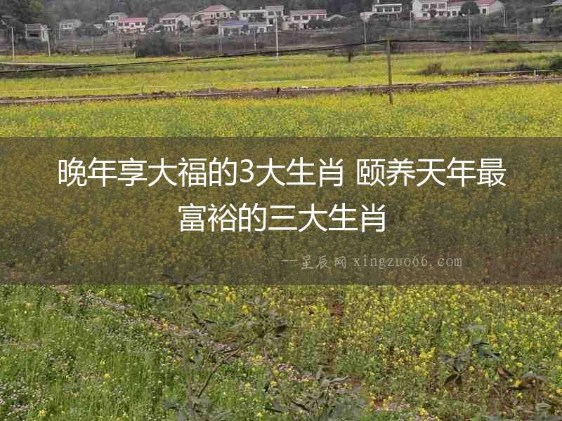 晚年享大福的3大生肖 頤養天年最富裕的三大生肖