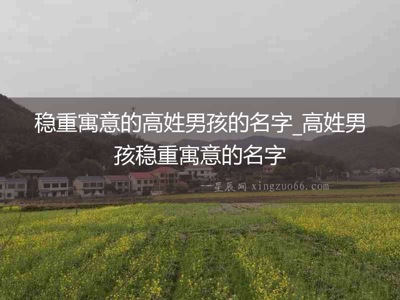 穩(wěn)重寓意的高姓男孩的名字_高姓男孩穩(wěn)重寓意的名字