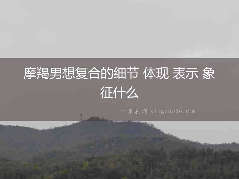 摩羯男想復(fù)合的細節(jié) 體現(xiàn) 表示 象征什么