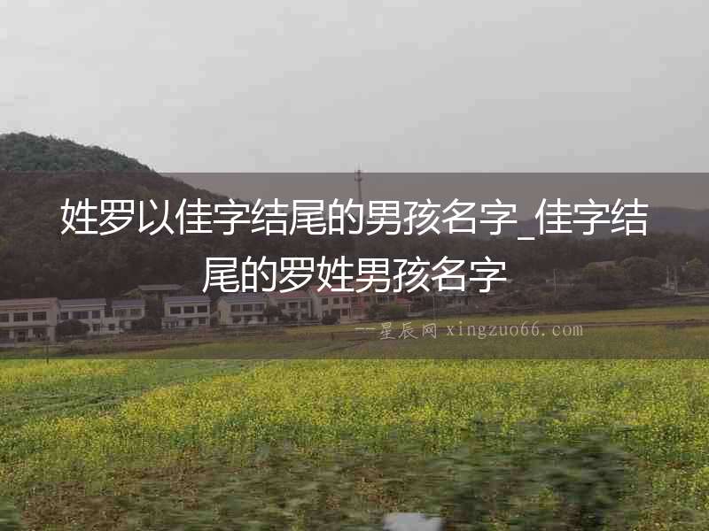 姓羅以佳字結尾的男孩名字_佳字結尾的羅姓男孩名字