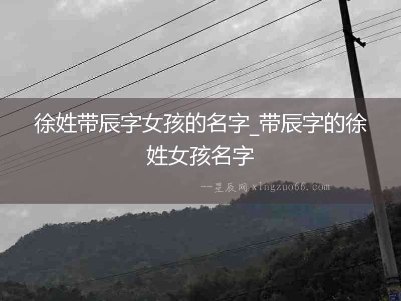 徐姓帶辰字女孩的名字_帶辰字的徐姓女孩名字