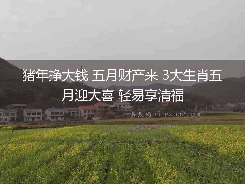 豬年掙大錢(qián) 五月財(cái)產(chǎn)來(lái) 3大生肖五月迎大喜 輕易享清福