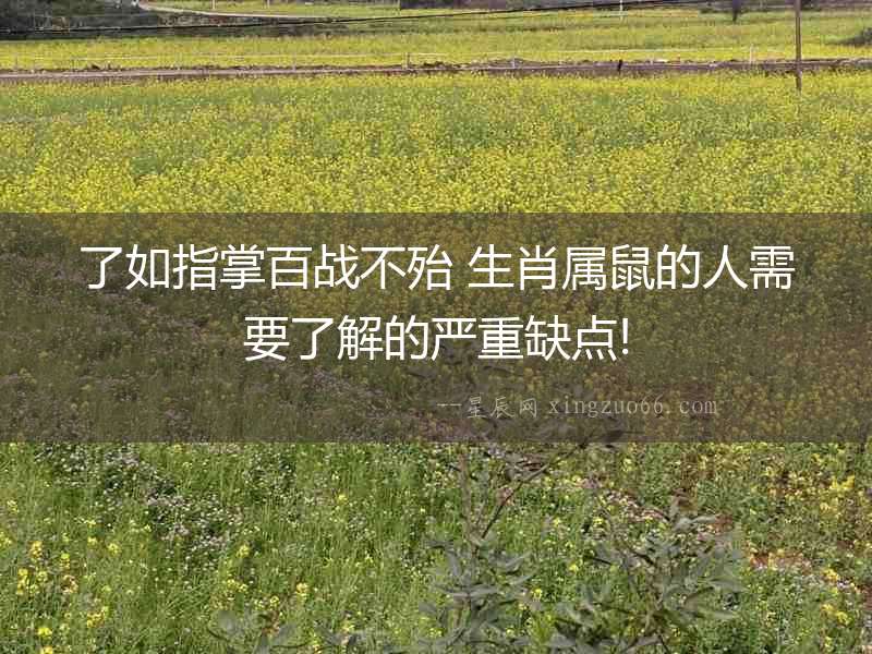 了如指掌百戰(zhàn)不殆 生肖屬鼠的人需要了解的嚴(yán)重缺點(diǎn)!