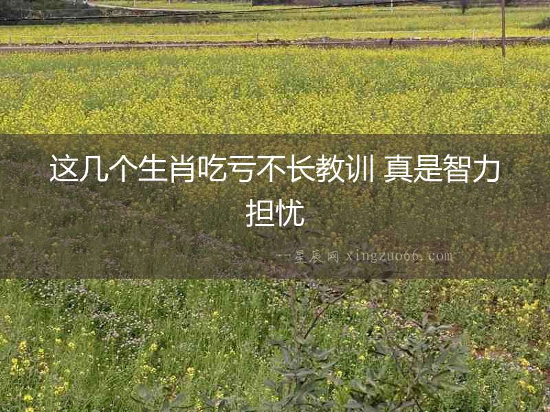 這幾個生肖吃虧不長教訓 真是智力擔憂