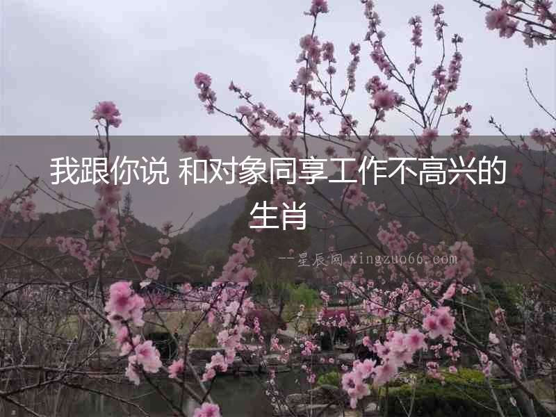 我跟你說 和對象同享工作不高興的生肖