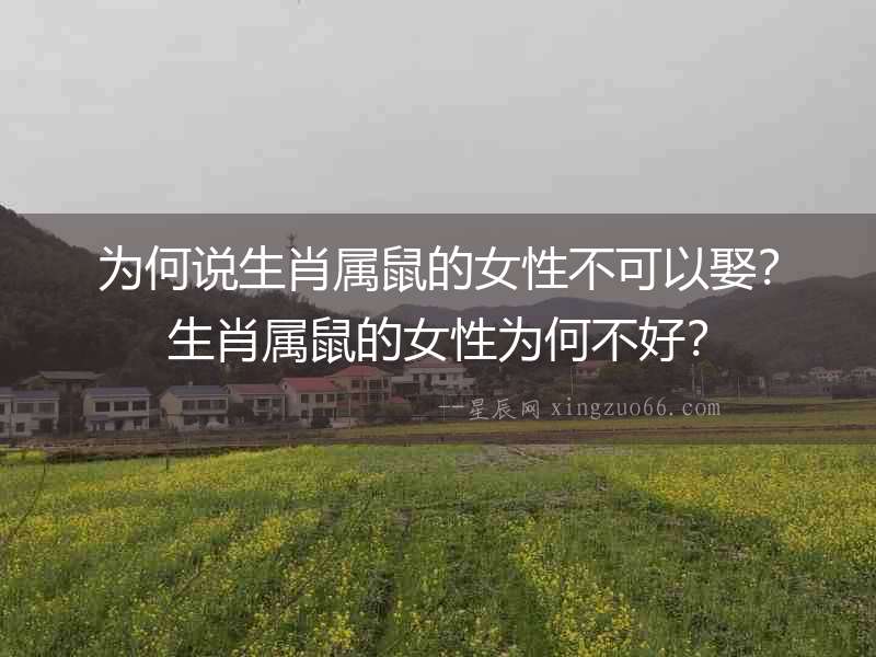 為何說生肖屬鼠的女性不可以娶？生肖屬鼠的女性為何不好？