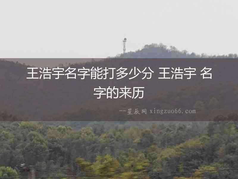 王浩宇名字能打多少分 王浩宇 名字的來歷