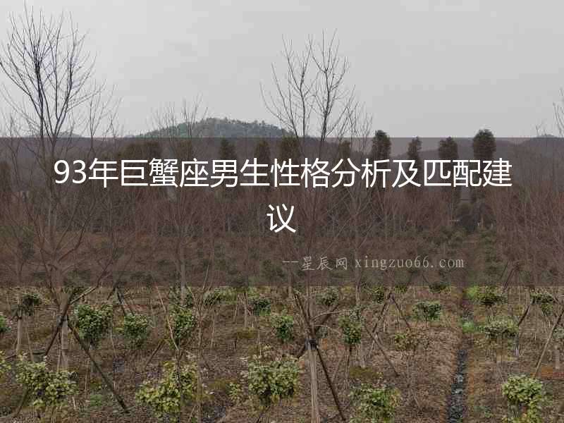 93年巨蟹座男生性格分析及匹配建議