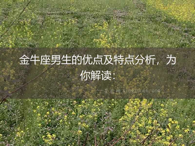 金牛座男生的優(yōu)點及特點分析，為你解讀：