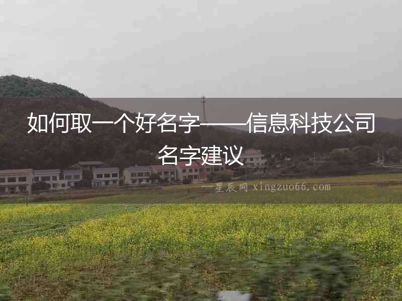 如何取一個好名字——信息科技公司名字建議
